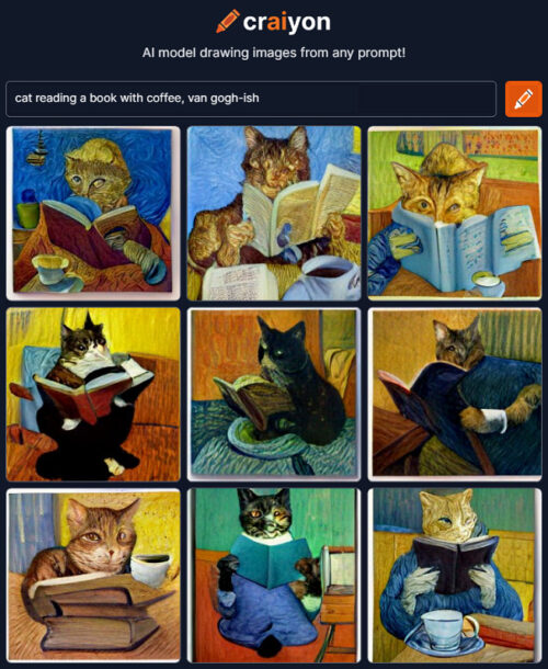 本を読む猫のAIアートゴッホ風